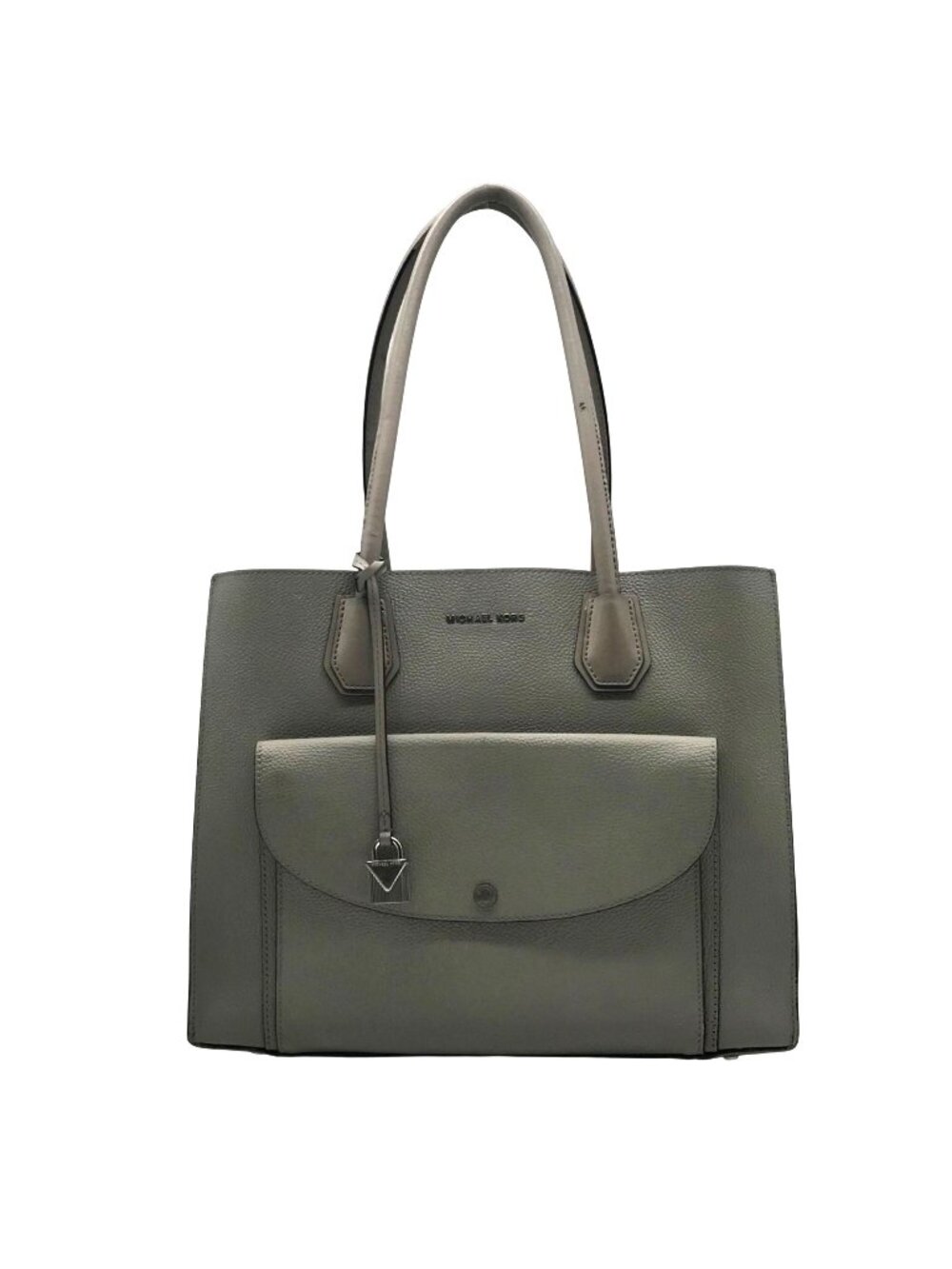 Michael Kors Light Grey Pebbled Leather Tote Bag